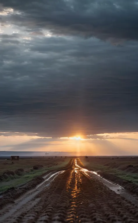 cinematic film still (mud road, (sharp focus:1.2):1.4), light, sunset, blue sky, focus, depth of field, 
<lora:epiNoiseoffset_v2:1> <lora:add_detail:1> . shallow depth of field, vignette, highly detailed, high budget, bokeh, cinemascope, moody, epic, gorgeous, film grain, grainy