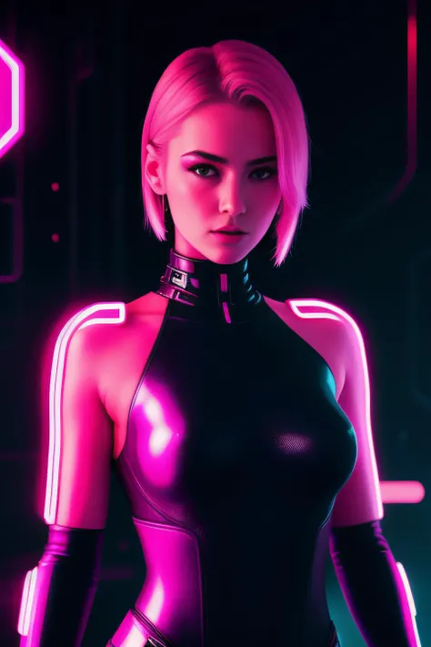1girl, bodysuit,background, cyberpunk, neon color, science fiction, NSFW