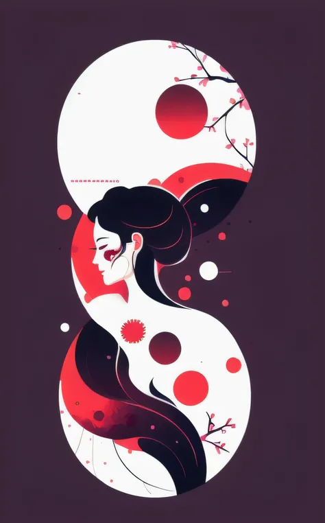 texture bright particles, a simple, circular modern logo incorporating a Japanese woman silhouette, dark, gloom, blood dripping, delicate lines, cherry blossom tones, Japanese aesthetics, explosive bright particles as sparks of light, simple illustration, glowing, oriental eyes
<lora:flat illustration:1> flat top down close-up