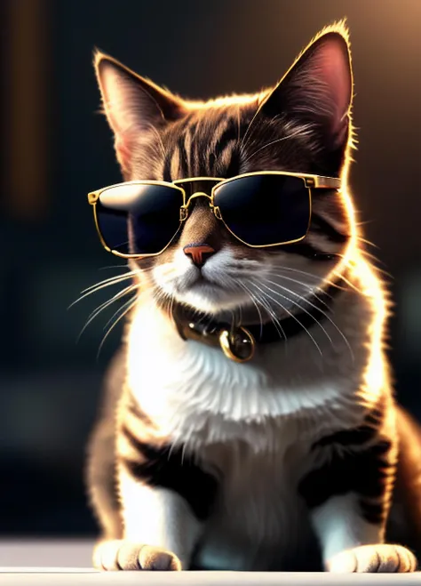 (Realistic),masterpiece,best quality,cinematic lighting,natural shadow,highest detail,professional photography,detailed background,depth of field,insane details,intricate,aesthetic,subsurface scattering,dynamic angle, A cat wearing sunglasses is playing games on his mobile phone,miniatures,sketch, <lora:add-detail-xl:1>,