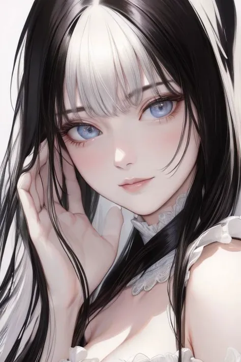 (masterpiece), (hyperrealistic),Pure face:1.3, Sexy face:1.1,Top quality:1.1, Fine face:1.1, beautiful detailed eyes, Fine eyes:1.1, mature female,beautiful:1.1,1woman, black hair, cowhide, embarrassed,(by Kentaro Yabuki),(by KMhei Horikoshi),