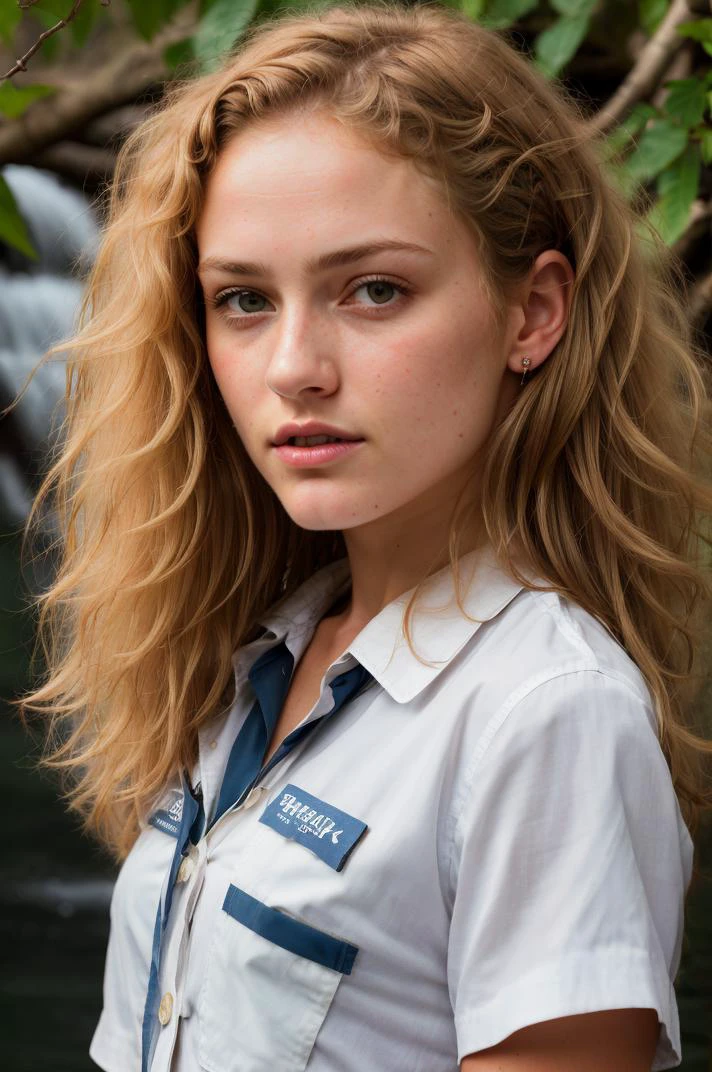 tv_Erin_Jackson_MXAI_V1, angry expression, ((wearing waitress uniform )), at a waterfall (((relaxed))), "epic-Ultra-HD-details", "epic-Ultra-HD-highlights", PA7_Human-Likeness PA7_Portrait-FL