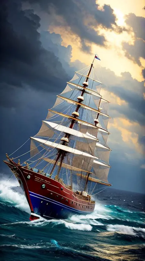 [Masterpiece. Realistic. Transparent Beings. Everything in this universe is out of sparkling glass crystals. A sai l ship wndjammer/clipper riding in stormy ocean. Water explosions. Transparent or silver body parts.], detailed, romantic, very inspirational, beautiful, elegant, lovely, cute, pretty, modern, epic composition, fabulous atmosphere, cinematic light, dynamic dramatic ambient, Vibrant Colors, intricate indian style details,