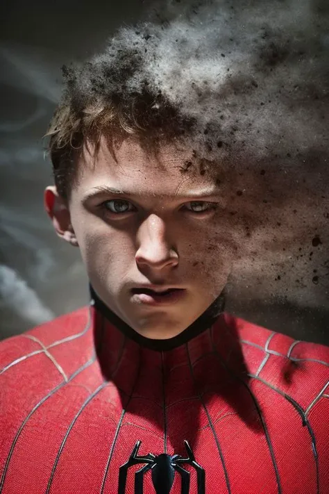 (masterpiece),
1man, tom holland with spider-man outfit,
((decef:1.15)), black smoke fragments,
dark simple background,
looking at viewer,
godly light aura,
(detailed pupils),
HDR, 32k textures, 4k , realistic, intricate details,
<lora:decef:1.5> <lora:tom-holland-v2:0.8>