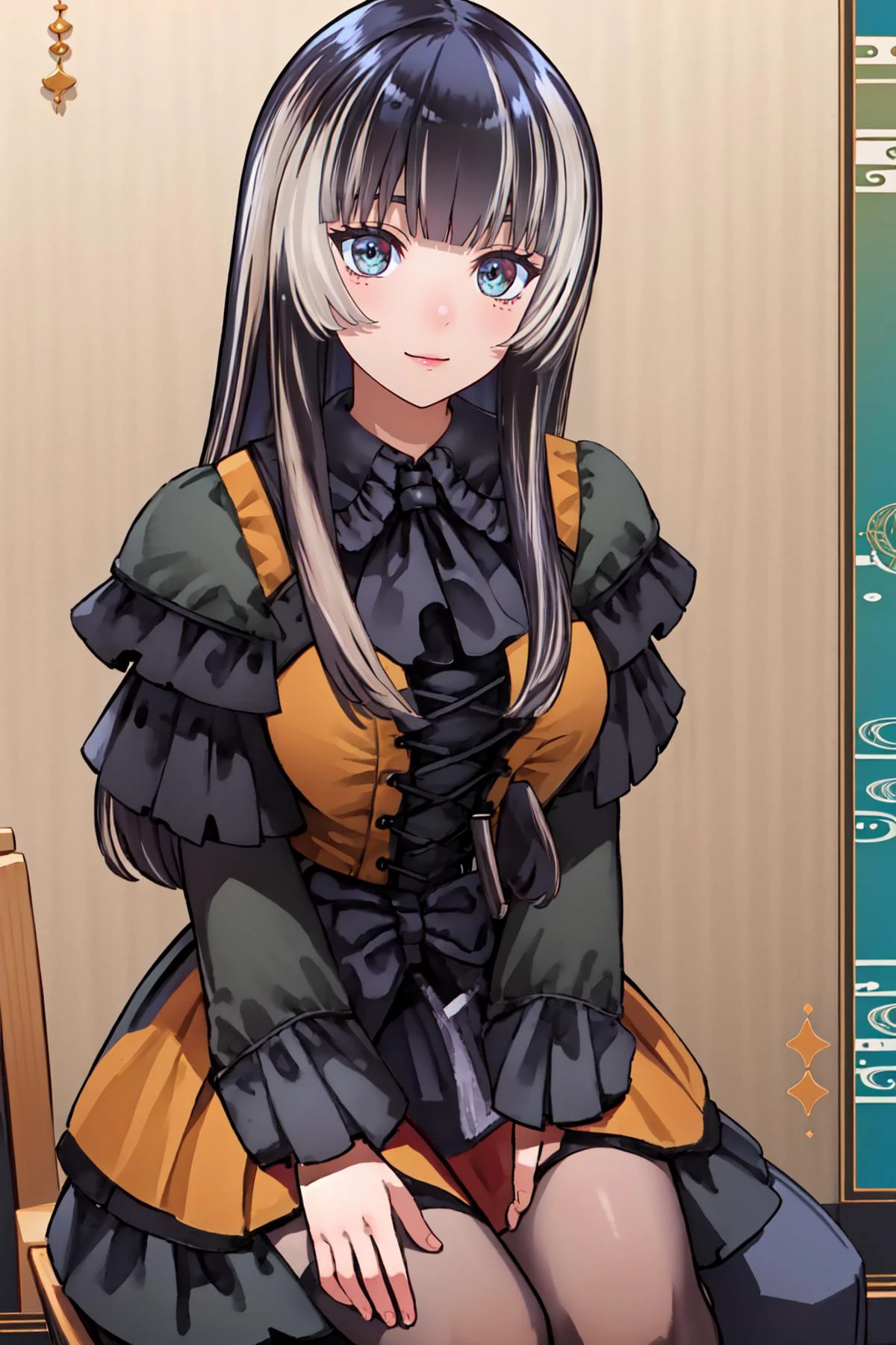 (masterpiece, best quality), intricate details,
1girl, <lora:Raden:0.8> Juufuutei Raden
indoors, bedroom, sitting in chair, victorian themed room,