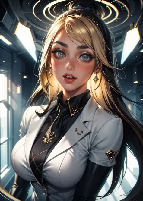 masterpiece, best quality, intricate, a woman in a suit and tie standing in a room with a white ceiling and a white ceiling behind her, beautiful, retrofuturism
<lora:2023-05-20_110934:0.7> sakimichan <lora:weight_slider_v2:1>