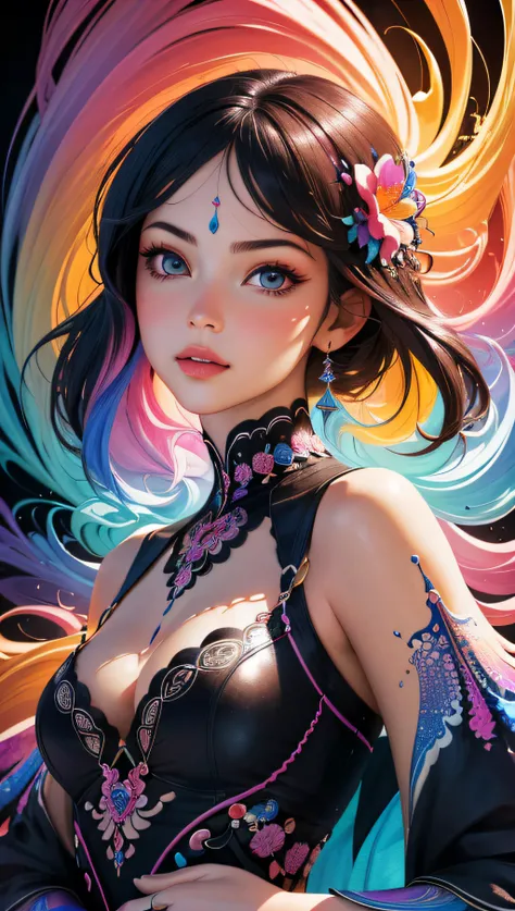 (masterpiece, top quality, best quality, official art, beautiful and aesthetic:1.2), (1girl), extreme detailed,(fractal art:1.3),colorful,highest detailed