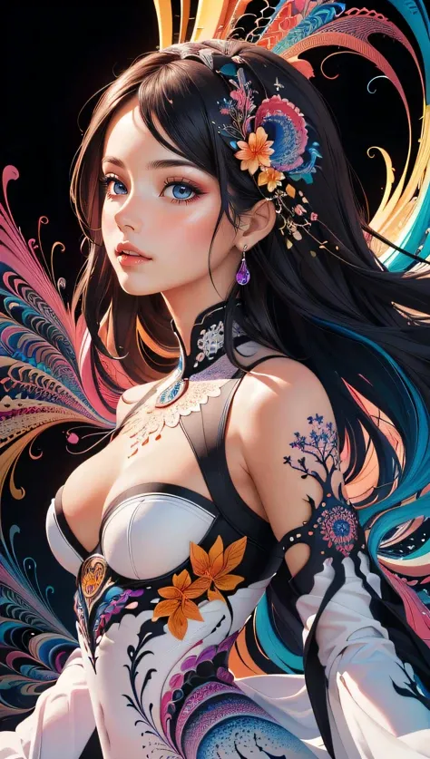 (masterpiece, top quality, best quality, official art, beautiful and aesthetic:1.2), (1girl), extreme detailed,(fractal art:1.4),colorful,highest detailed