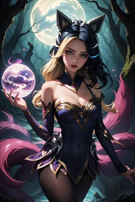 a woman in a black dress holding a purple orb, anime fantasy illustrations, fantasy art style, 2. 5 d cgi anime fantasy illustrations, a beautiful enchantress, beautiful necromancer girl, extremely detailed artistic germ, detailed fantasy art, High quality 8k detailed art, yoshitakka amano karol bak, beautiful enchantress