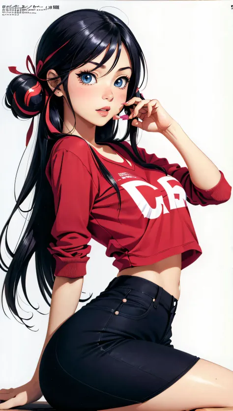 (masterpiece, best quality, 2D, 2D manga),a cute manga girl, in a colorful manga world, in manga absurde context, fun, impossible,