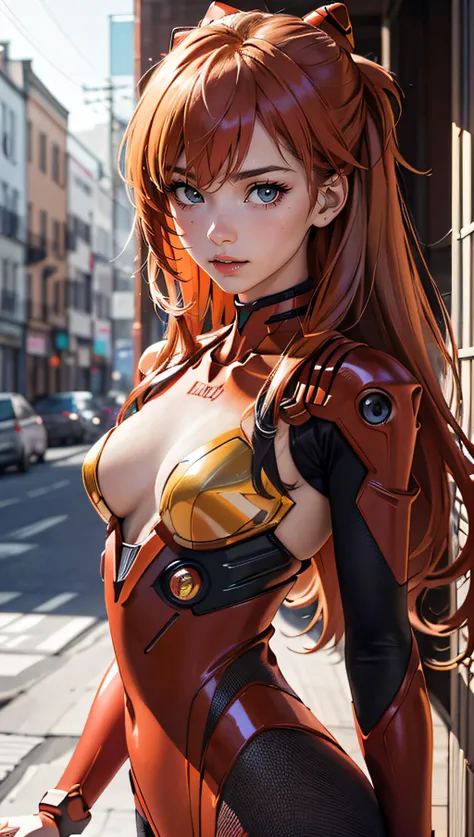 Cyberpunk,Photorealism, beautiful Asuka Langley Soryu in sci-fi armor in a futuristic city --ar 3:2 --v 4 --auto