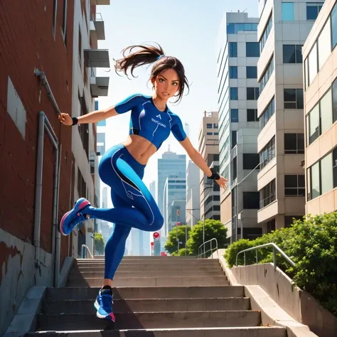1girl, short ponytail, a woman navigating an urban environment with impressive parkour skills, stairs, stunt, clenched teeth, guard rail, furrowed brow, sprinting
masterpiece, best quality, intricate