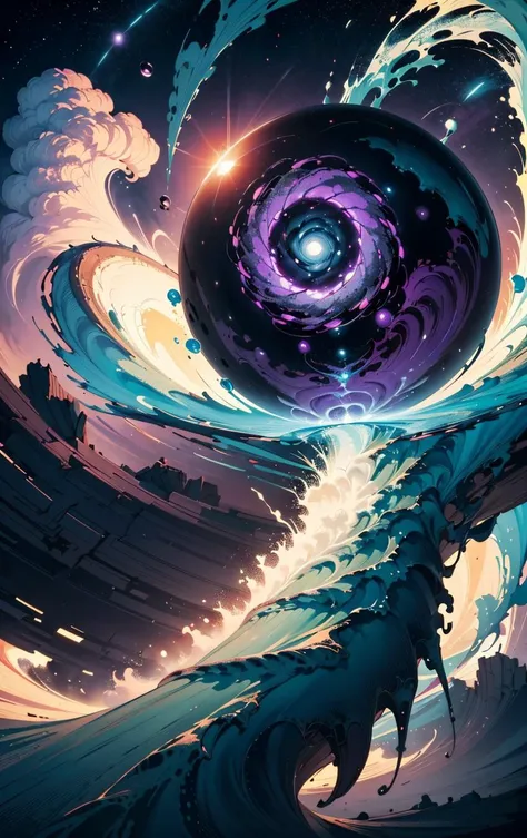 toxic magic swirling, noxious cloud of deep purples and sickly greens, exuding a haze, corrupt the air, bubbles of dangerous-looking liquids form and burst, acrid scent, lethal nature