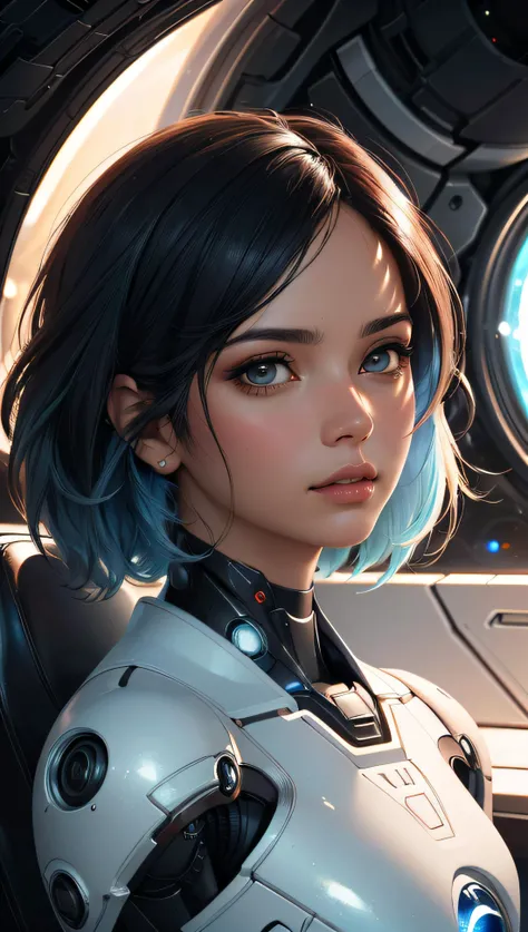 (best quality, masterpiece, perfect face, beautiful and aesthetic:1.2, colorful, dynamic angle, highest detailed face)sci-fi, oil on matte canvas, sharp details, the expanse scifi spacescape ceres colony, intricate, highly detailed, digital painting, rich color, smooth, sharp focus, illustration, 8K, art by artgerm and greg rutkowski and alphonse mucha, 35mm, bokeh, 9:16, (intricate details, hyperdetailed:1.15), detailed, light passing through hair (high contrast, official art, extreme detailed, highest detailed),