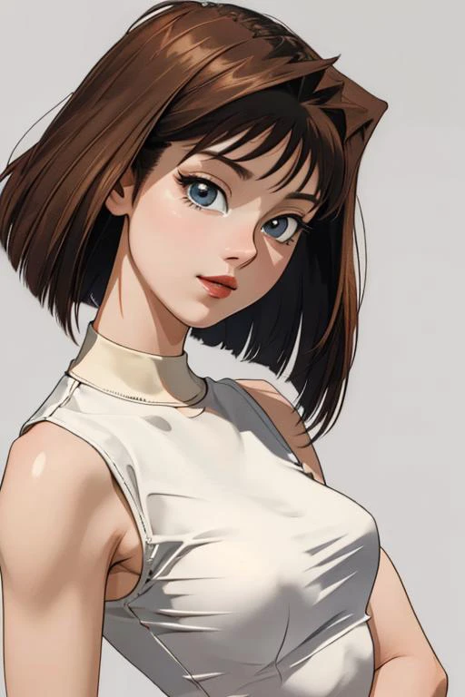 ((High-Angle Shot)),((neutral background)),((High-Angle Shot)),((neutral background)),female, 1girl , solo, (30yo woman:1.1), <lora:Anzu_Mazaki:0.95>