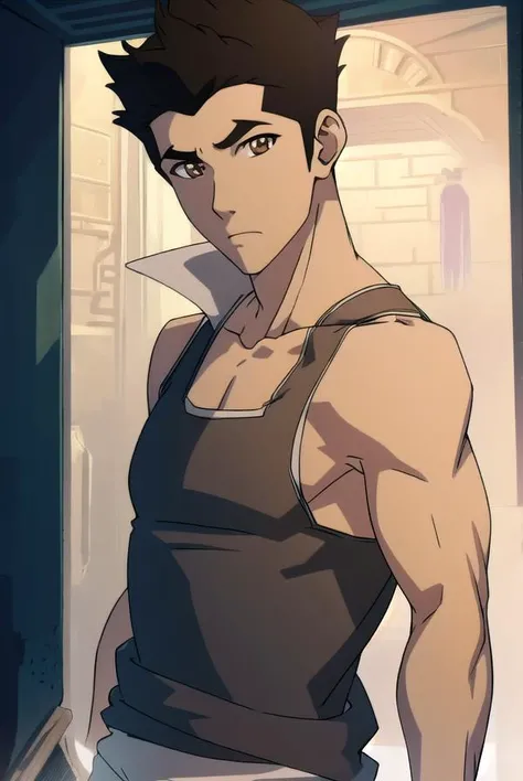 korramako, <lyco:mako-lyco-nochekaiser:1>,
mako, 1boy, short hair, black hair, (brown eyes:1.5),
BREAK earrings, tank top, white tank top,
BREAK looking at viewer,
BREAK outdoors,
BREAK <lyco:GoodHands-beta2:1>, (masterpiece:1.2), best quality, high resolution, unity 8k wallpaper, (illustration:0.8), (beautiful detailed eyes:1.6), extremely detailed face, perfect lighting, extremely detailed CG, (perfect hands, perfect anatomy),