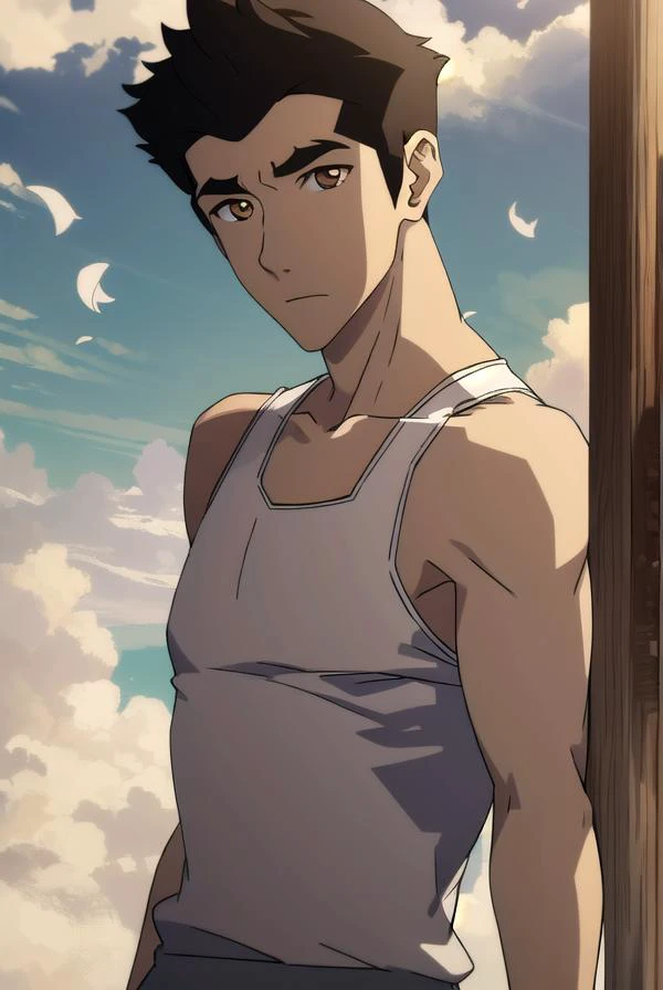 korramako, <lyco:mako-lyco-nochekaiser:1>,
mako, 1boy, mature male, short hair, black hair, (brown eyes:1.5),
BREAK earrings, tank top, white tank top,
BREAK looking at viewer,
BREAK outdoors,
BREAK <lyco:GoodHands-beta2:1>, (masterpiece:1.2), best quality, high resolution, unity 8k wallpaper, (illustration:0.8), (beautiful detailed eyes:1.6), extremely detailed face, perfect lighting, extremely detailed CG, (perfect hands, perfect anatomy),