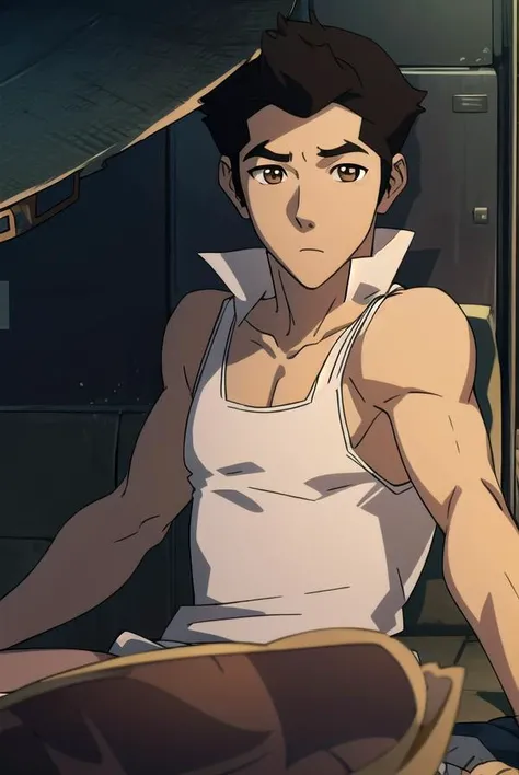 korramako, <lyco:mako-lyco-nochekaiser:1>,
mako, 1boy, mature male, short hair, black hair, (brown eyes:1.5),
BREAK earrings, tank top, white tank top,
BREAK looking at viewer,
BREAK outdoors,
BREAK <lyco:GoodHands-beta2:1>, (masterpiece:1.2), best quality, high resolution, unity 8k wallpaper, (illustration:0.8), (beautiful detailed eyes:1.6), extremely detailed face, perfect lighting, extremely detailed CG, (perfect hands, perfect anatomy),