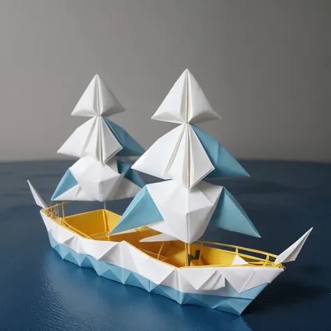 ral-orgmi, a origami paper sea with origami waves and origami boat on those waves, origami clouds on the origami sky<lora:ral-orgmi-sdxl:1>