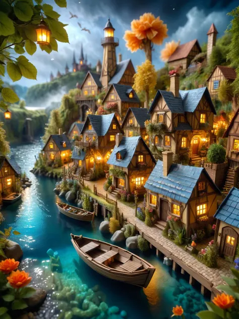 ral-orgmi, A whimsical scene of a ral-orgmi fairy village, with tiny habor, tiny fishing boats, a lighthouse, houses, ale house, boat yard bridges, and gardens all intricately detailed in ral-orgmi textures, smoke from chimneys <lora:ral-orgmi-sdxl:0.75>, dynamic, cinematic, masterpiece, intricate, hdr. <lora:EnvyBetterHiresFixXL01:0:hr=1>