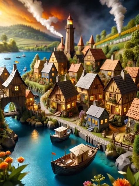 ral-orgmi, A whimsical scene of a ral-orgmi fairy village, with tiny habor, tiny fishing boats, a lighthouse, houses, ale house, boat yard bridges, and gardens all intricately detailed in ral-orgmi textures, smoke from chimneys <lora:ral-orgmi-sdxl:0.85>, dynamic, cinematic, masterpiece, intricate, hdr. <lora:EnvyBetterHiresFixXL01:0:hr=1>