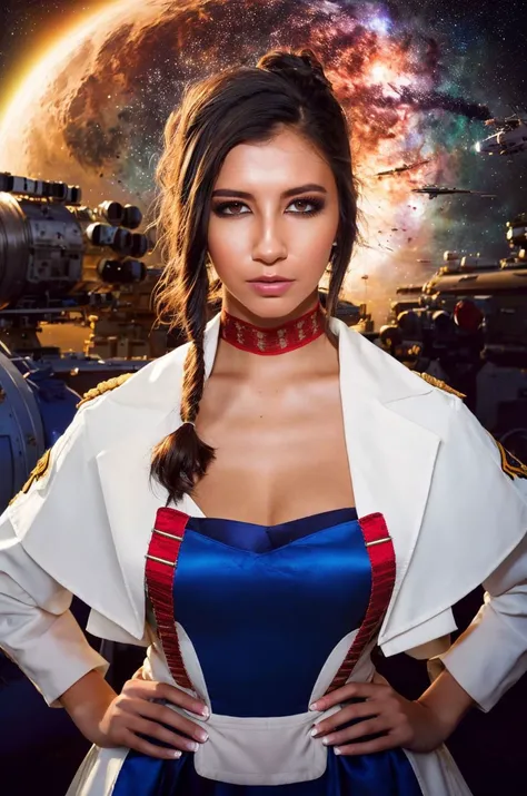 A stunning intricate full color picture of a beautiful woman, wearing a a pirate costume, space observatory, portait, epic character composition,by ilya kuvshinov, alessio albi, nina masic,sharp focus, subsurface scattering, f2, 35mm, film grain, latina <lora:giannd:1>