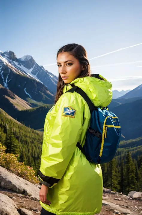 A stunning intricate full color picture of a beautiful woman, mountaineer gear on a mountain trail, portait, epic character composition,by ilya kuvshinov, alessio albi, nina masic,sharp focus, subsurface scattering, f2, 35mm, film grain, latina <lora:giannd:1>