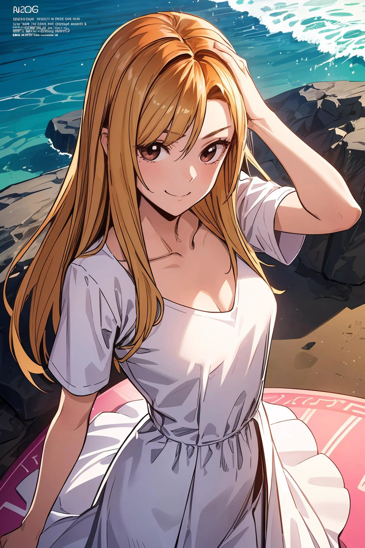 8k high quality detailed,highres,anime,comic,detailed image,
(an illustration of a age girl posing,(an illustration of girl,teengirl)),(magazine_illustration),
(, jia han,brown eyes,blonde hair,multicolored hair,long hair,collarbone,medium breasts),(Pan Am Smile),detailed_face,
((surfing on surfboard,waves):0.8),
((, (edgGaruda_dress),ballgown,bird_woman,[ballgown|edgGaruda_dress]):0.85),(,realistic clothing texture,realistic_skin_texture),<lora:Jia Han-lora-Faxtron:0.65>,<lora:edgGarudaBallgown:0.45>,<lora:more_details:0.2>
