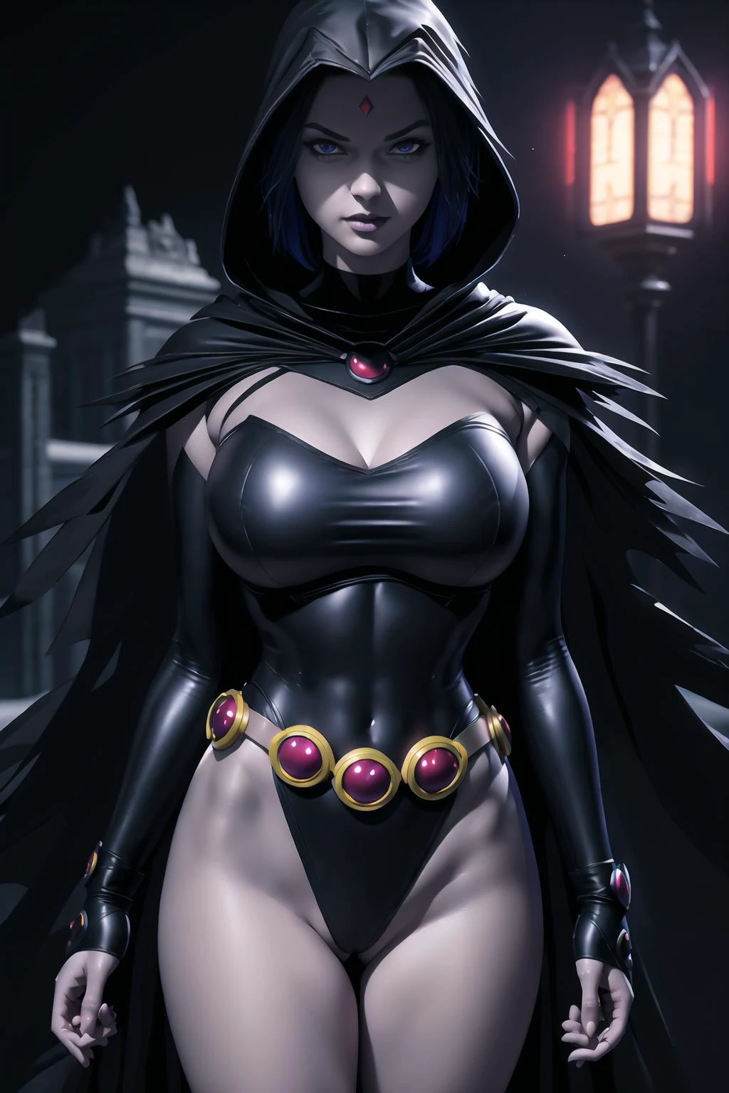 masterpiece, best quality, raven \(dc\), 1girl, superhero, black leotard, belt, wearing a black cloak, floating in air, floating hair, <lora:RavenDC:0.85>, (Extremely Detailed Oil Painting:1.2), glow effects, godrays, Hand drawn, render, 8k, octane render, cinema 4d, blender, dark, atmospheric 4k ultra detailed, cinematic sensual, Sharp focus, humorous illustration, big depth of field, Masterpiece, colors, 3d octane render, 4k, concept art, trending on artstation, hyperrealistic, Vivid colors, extremely detailed CG unity 8k wallpaper, trending on ArtStation, trending on CGSociety, Intricate, High Detail, dramatic
