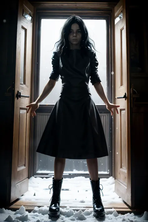 ((ultra detailed, masterpiece, absurdres))
<lora:RE7Eveline:0.9>
RE7Eveline, 1girl, solo, long hair, black hair, Ancient Elven ruins at dawn, overgrown with luminous flora, dynamic lighting casting long shadows on intricate reliefs and glyphs