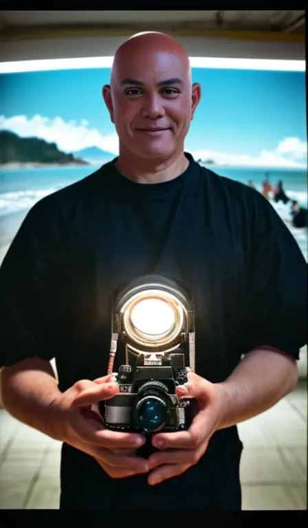 8k high quality, detailed, colorful analog photo, masterpiece, photorealistic, vibrant color film, masterclass, heavy (film grain), Fujicolor 400, Nikon F401,man in black clothes, bald, face, half body, body, high detailed skin, skin pores, coastline, overcast weather, wind, waves, portrait512 Cyborg512 Tay512, electronics, motors, wires, buttons, lcd,traditional media,abstract dream, space, intricate, grand scale, alone, cinematic film still, insane detail, sharp focus, depth of field, realistic lighting, (realistic perspective), complex, (multiple subjects), 4k HDR,<lora:add_detail:0.5> <lora:more_details:0.25> <lora:FantasyWorldV1:0.25>