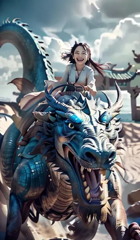 erjie<lora:Threesister-erjiev2:0.9>, happy to riding a spiral loong on the clody sky, <lora:riding_a:0.8>,<lora:loong2-000015:0.7>, best quality, masterpiece,8k,highest texture,highres,soft light,perfect shadow, all creature in same proportions, all faces and pictures must be different, use all spectre of your different emotions from happiness to anger, do what you want and how you want, abstract dream, space, intricate, grand scale, alone, cinematic film still, insane detail, sharp focus, depth of field, realistic lighting, (realistic perspective), complex, (multiple subjects), 4k HDR,