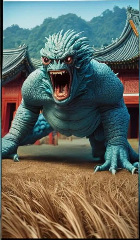 8k high quality, detailed, colorful analog photo, masterpiece, photorealistic, vibrant color film, masterclass, heavy (film grain), Fujicolor 400, Nikon F401,DUNGHUANG,DUNGHUANG BACKGROUND,MONSTER SHOUTING,open mouth, <lora:add_detail:0.5> <lora:more_details:0.25> <lora:FantasyWorldV1:0.25>