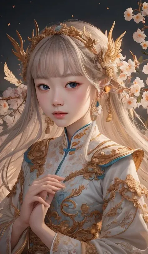 guofeng,illustration,1girl,best quality,highly detailed,best quality,masterpiece,an extremely delicate and beautiful,extremely detailed,8k wallpaper,Amazing,finely detail,best quality,official art,extremely detailed CG unity 8k wallpaper,(style of Victo Ngai:0.5),cute,big eyes,all races in same proportions,