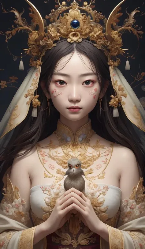 guofeng,illustration,1girl,best quality,highly detailed,best quality,masterpiece,an extremely delicate and beautiful,extremely detailed,8k wallpaper,Amazing,finely detail,best quality,official art,extremely detailed CG unity 8k wallpaper,(style of Victo Ngai:0.5),cute,big eyes,all races in same proportions,