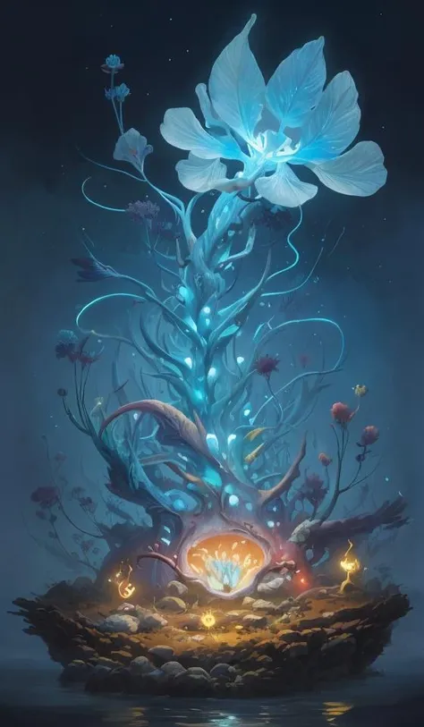 a surreal Bioluminescent, very very very cute Silene in a happy world by Daniel Merriam, Trending on Artstation, oil on Canvas by Elena Zhurikhina and Goro Fujita and Charlie Bowater, octane render, 4k, 8k, HD