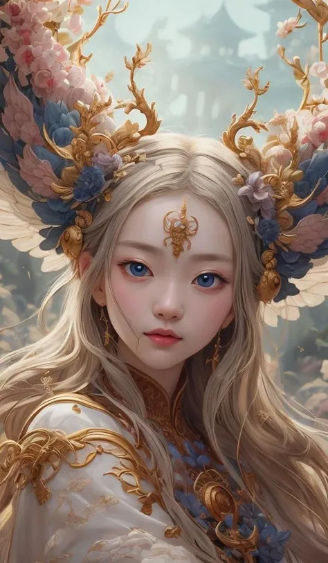 guofeng,illustration,1girl,best quality,highly detailed,best quality,masterpiece,an extremely delicate and beautiful,extremely detailed,8k wallpaper,Amazing,finely detail,best quality,official art,extremely detailed CG unity 8k wallpaper,(style of Victo Ngai:0.5),cute,big eyes,all races in same proportions,