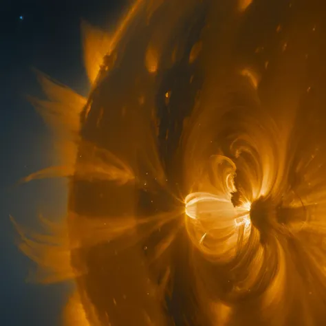 masterpiece, best quality, <lora:Sun Lora-000008:0.8>, sun, blue theme, glowing, solar prominence, focus prominence, close-up, prominence, no humans,