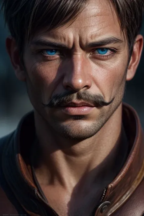 an awarded profesional photography of (1man:1.3) Spartan with blue eyes with male Straight Crew Cut hair hairstyle and pencil mustache in light brown color, dressed in a orc costume parted lips, with a weapon Wielding a Tire Iron in planet ,(epic scene:1.3),ultradetialed character with perfect face,detailed skin,(ultrasharp:1.3),(masterpiece:1.1),best quality,(photorealistic:1.2),ultrarealistic,realistic ultradetailed character,4k perfect quality, <lyco:GoodHands-beta2:1> by Anthony Million Diffused Lighting camera angle close-up and feet out of frame Magnificent,Imperceptible detail,Intricately designed, (perfect quality face:1.5) hyper-detailed complex, insanely detailed, detailed clothes, detailed skin, detailed body,