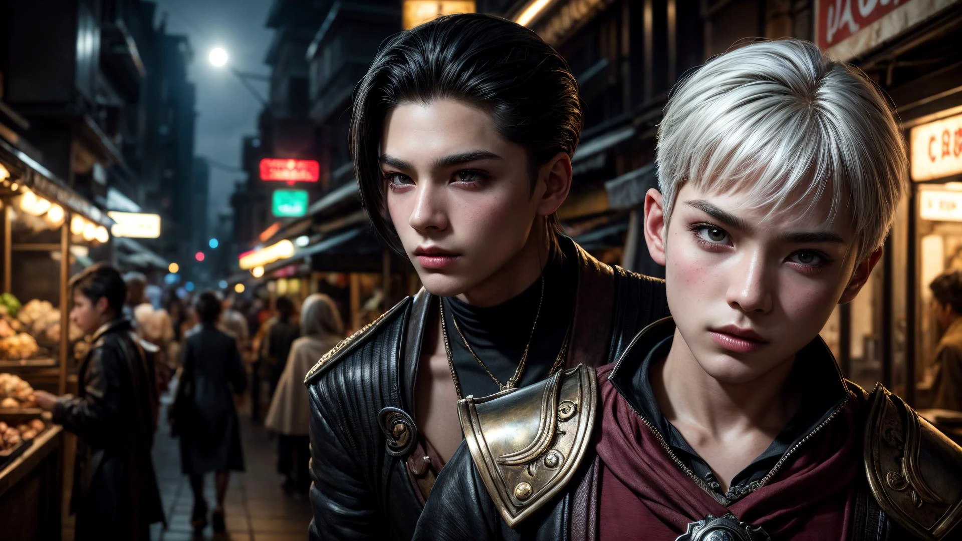 best quality, masterpiece, of a male, dressed as a Swashbuckler, with platinum hair, with a male Polished slicked-back hairstyle, wearing a kitsunemask, <lora:kitsunev0.4:0.9>, portrait, sat, In a bustling market in a city floating on water, with merchants selling magical artifacts,, realistic, concept art, cinematic, volumetric lighting, highly detailed, 8k ultradetialed character with perfect face,detailed skin,(ultrasharp:1.3),(masterpiece:1.1),best quality AS-YoungV2,(photorealistic:1.2),ultrarealistic,realistic ultradetailed character,4k perfect quality,<lyco:GoodHands-beta2:1>Magnificent,Imperceptible detail,Intricately designed,