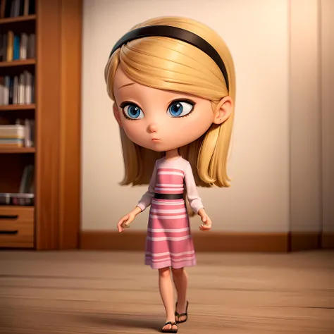 ((masterpiece, best quality)),(complex light), 1girl, full body, solo,child, penny peterson,blonde hair,hairband, <lora:Penny_Peterson1-10:0.6>,pink dress,