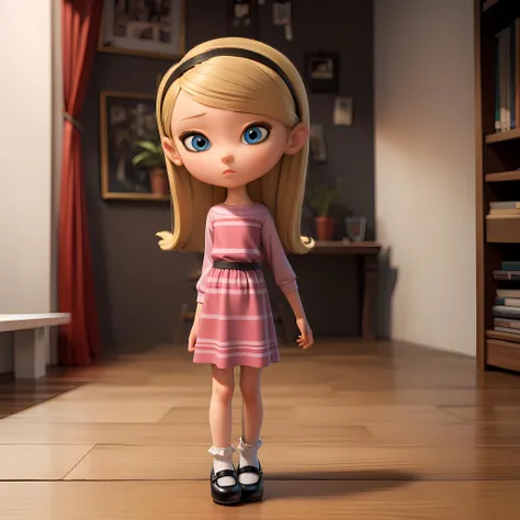 ((masterpiece, best quality)),(complex light), 1girl, full body, solo,penny peterson,blonde hair,hairband, <lora:Penny_Peterson1-10:0.6>,blue eyes,pink dress, skinny, mary janes, socks,