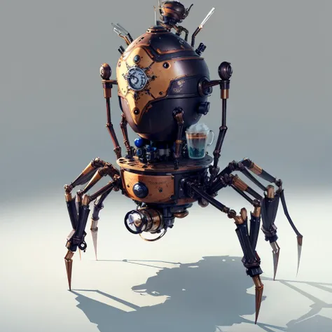 <lora:Clockworkspider:.4> concept art, Clockworkspider coffee machine spider