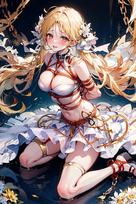 masterpiece,1girl,solo,(blonde hair)
<lora:BrestV1-000006:0.7>, (shibari:1.4),arms behind back:1.4,ahegao,tears, tongue out, bdsm,bound,rope,chains,cuffs,metal collar:1.4,kneeling:1.4,blush