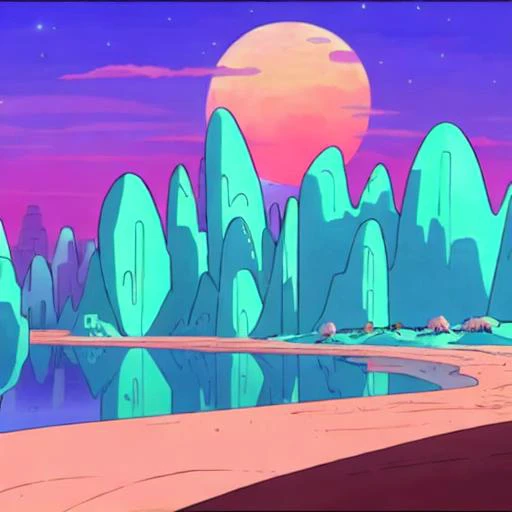 red sun in the background, dwspop landscape
