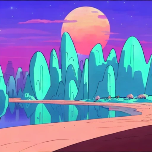 red sun in the background, dwspop landscape