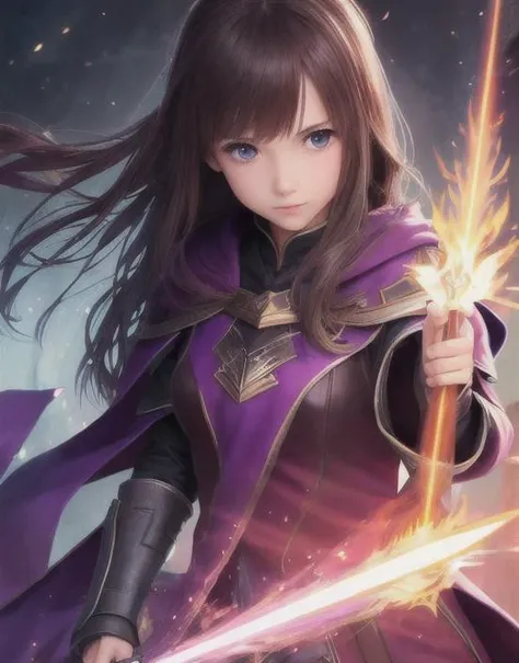 wlop, beautiful girl, powerful wizard wielding magic