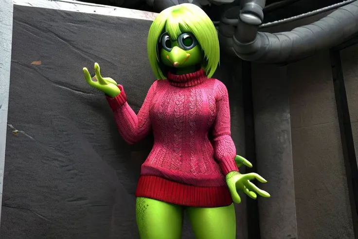 1 girl, short hair, green goblin girl, green skin, small pointy ears, ((rainbow hair)), wearing short skirt and tube top, no bra, wearing rainbow knee-socks, wearing knee socks, smiling, full body, outdoors in tokyo, performing a tiktok dance in the streets of tokyo, nighttime, dynamic lighting, dynamic pose, cinematic still, action shot, action pose, dancing, dancer, having fun, being recorded by multiple people with cameraphones, center of attention, dark, shirtlift, lifting shirt, flashing, winking at viewer