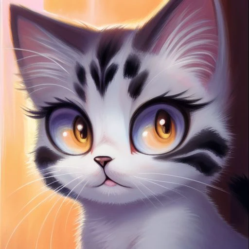 2d, clear contour lines, high resolution, pastel colors, (masterpiece, best quality), anime
small cute, cat, close-up of a kitten, sitting, natural light