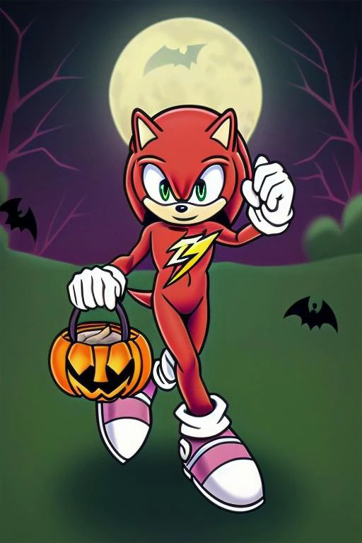 Sonic the Hedgehog dressed as the Flash for Halloween